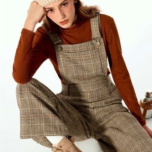 NWT Cider Houndstooth Square Neck Buckle Up Jumpsuit